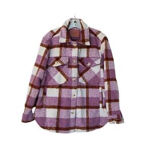 BLANK NYC Voyager Plaid Shacket - Pink & Brown - M